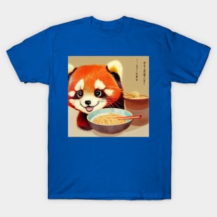 Kawaii Red Panda Eating Ramen T-Shirt